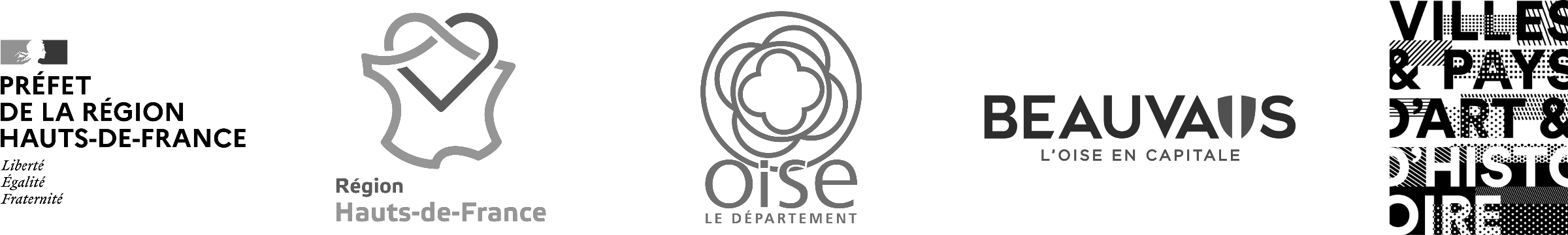 Logos en noir et blanc représentant des institutions de la région Hauts-de-France.